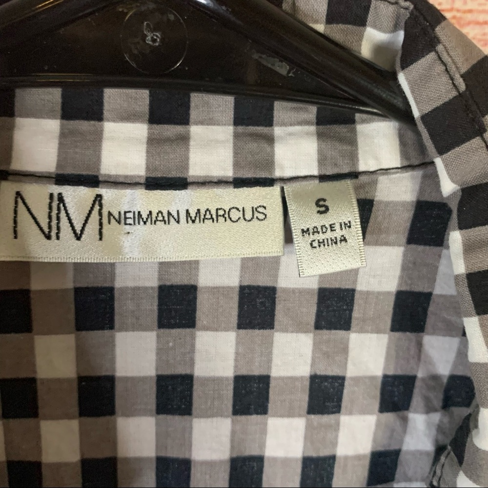 Neiman Marcus Tie Front Black & White Blouse‎ Small - Picture 3 of 4